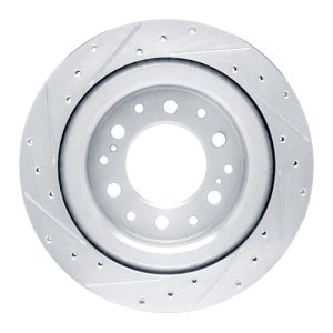 Lexus GX550 Brake Rotor (1) - Rear Right - R1 Concepts - Drilled & Slotted - Silver - `22-`25